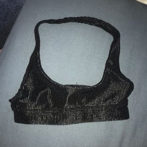 frankies bikini top, black halter, size xs